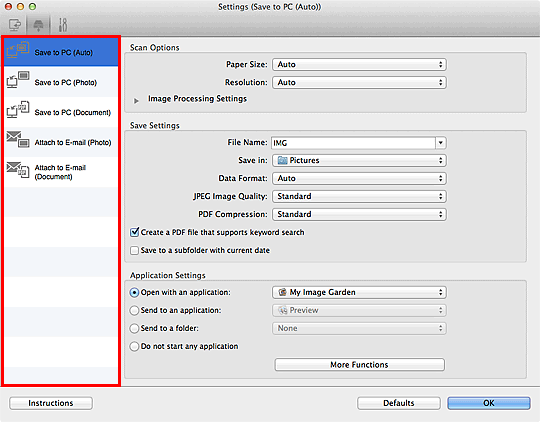 figure: Settings dialog
